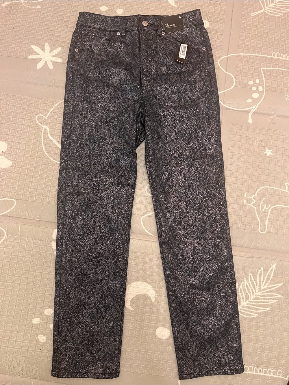 Express Women’s Black Speckled Straight-Leg Jeans